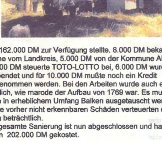 Der Kirchturm bei Sanierungsarbeiten, Ausschnitt aus dem Turmfest-Vortrag 1999, S. 19